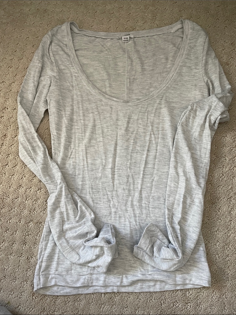 Garage Light Gray Scoop-Neck Long Sleeve Top